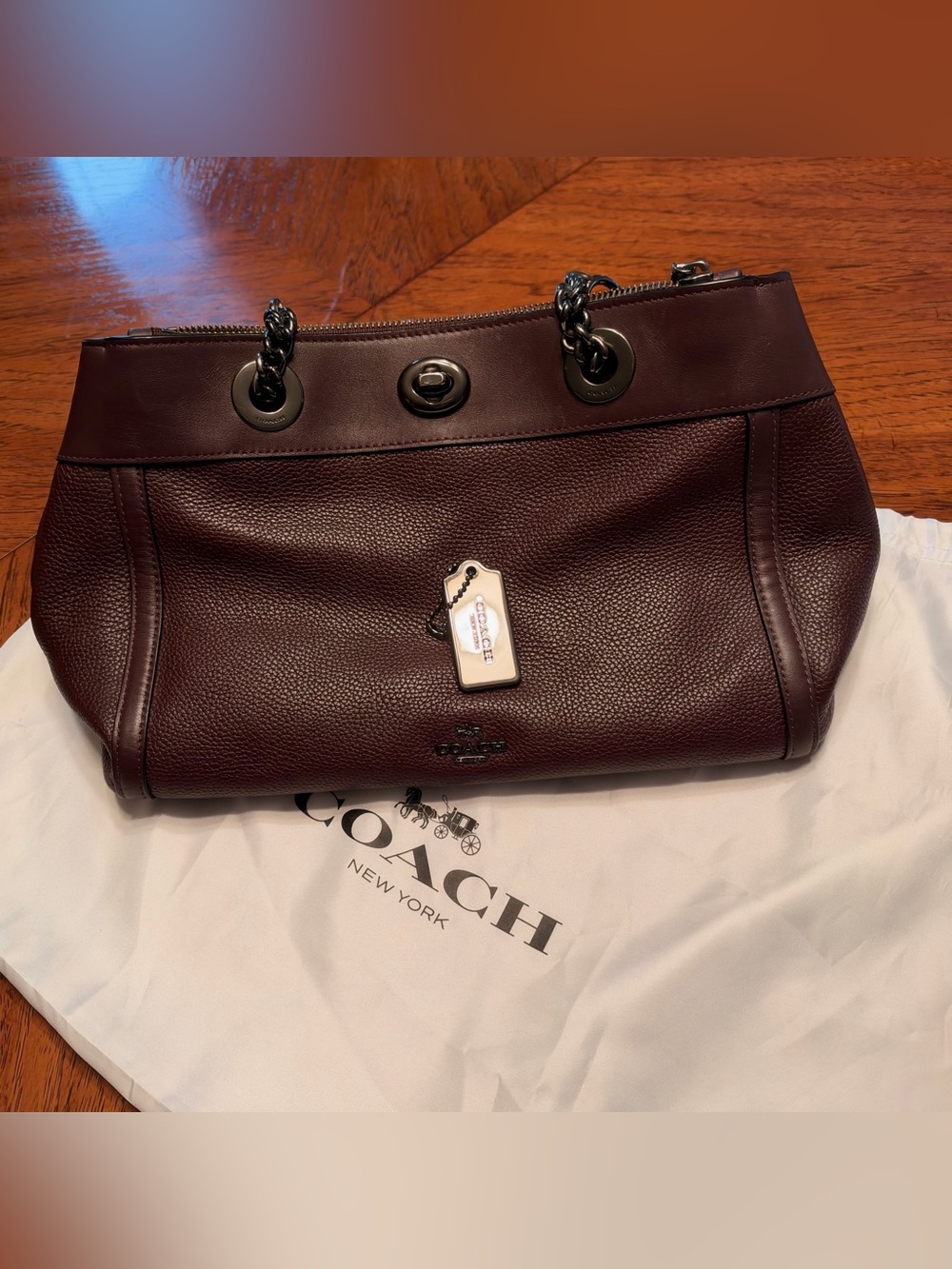 Coach Pebbled Leather Shoulder Bag in Ox Blood Red/Burgundy. Very good condition